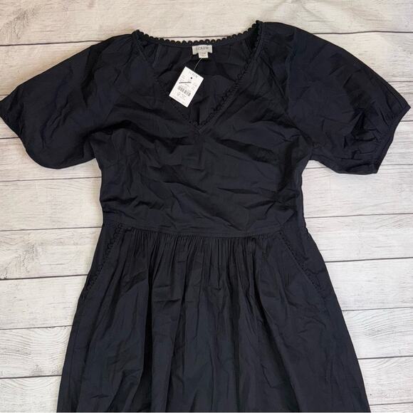 J. Crew NWT Black Lace Trim V-Neck Midi Dress with Stretch Size 10P 10 Petite - Picture 5 of 9